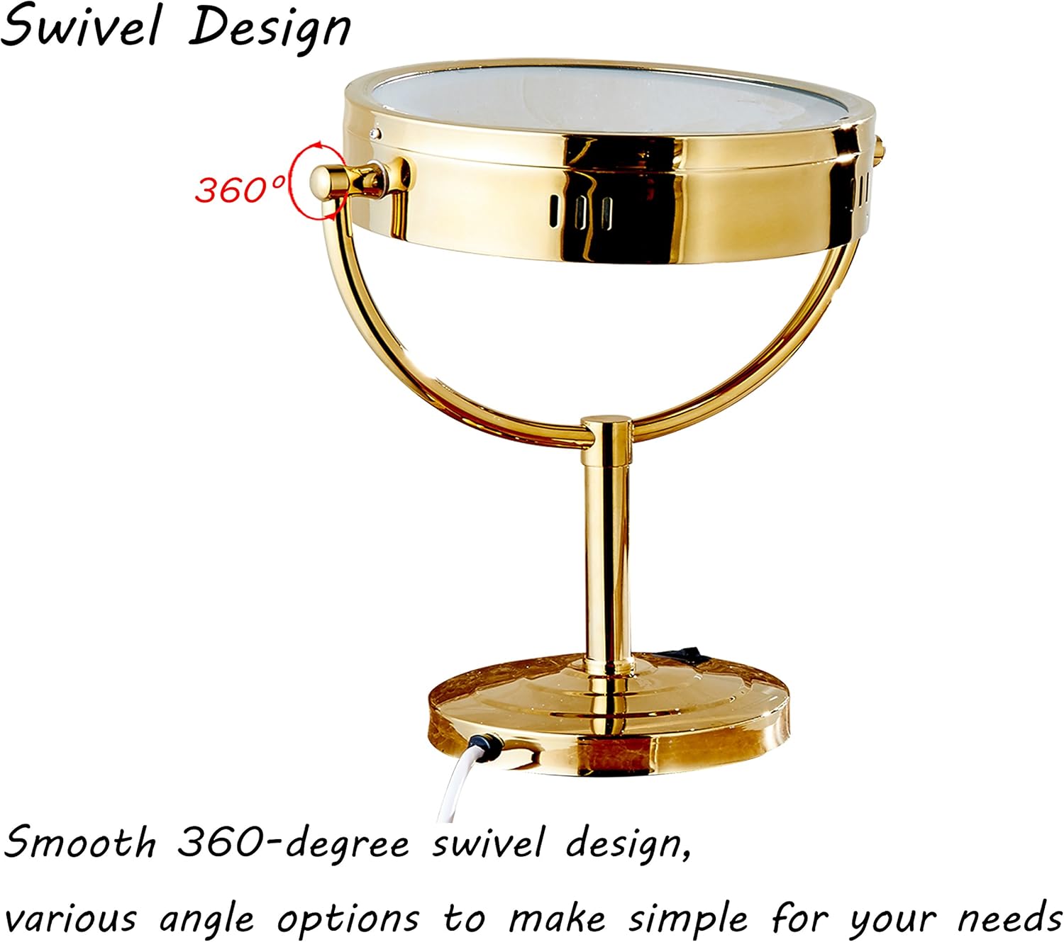 Super Deal Product Cavoli 8.5 inch LED Makeup Mirror with 10x Magnification,Tabletop Two-Sided, has Three Colors Lights,Gold Finish(8.5in,10x)
