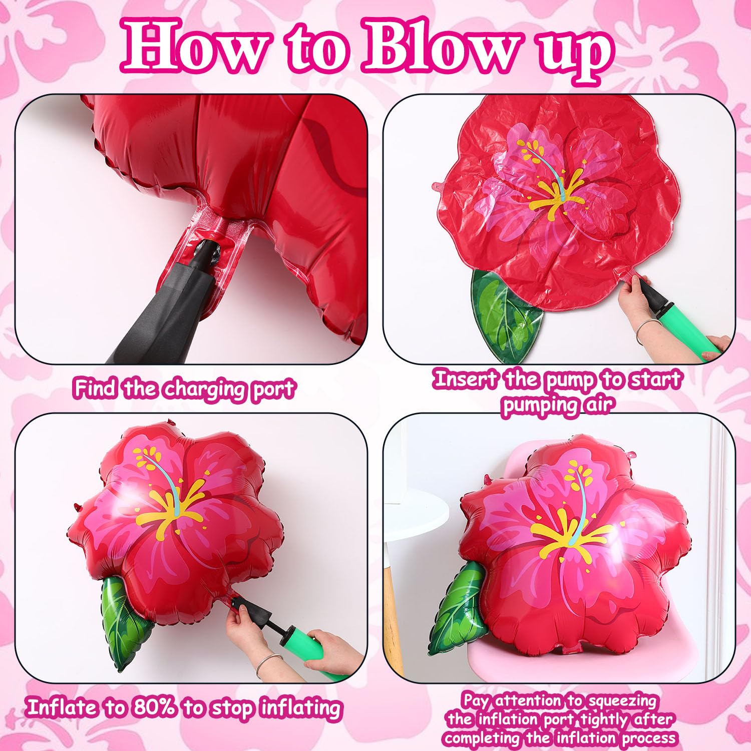 Balony foliowe z motywem tropikalnego hibiskusa, 60 cm, różowy kwiat hibiskusa, balon na magiczny motyw, hawajski flaming, lato, Luau Aloha, dekoracje na przyjęcie urodzinowe