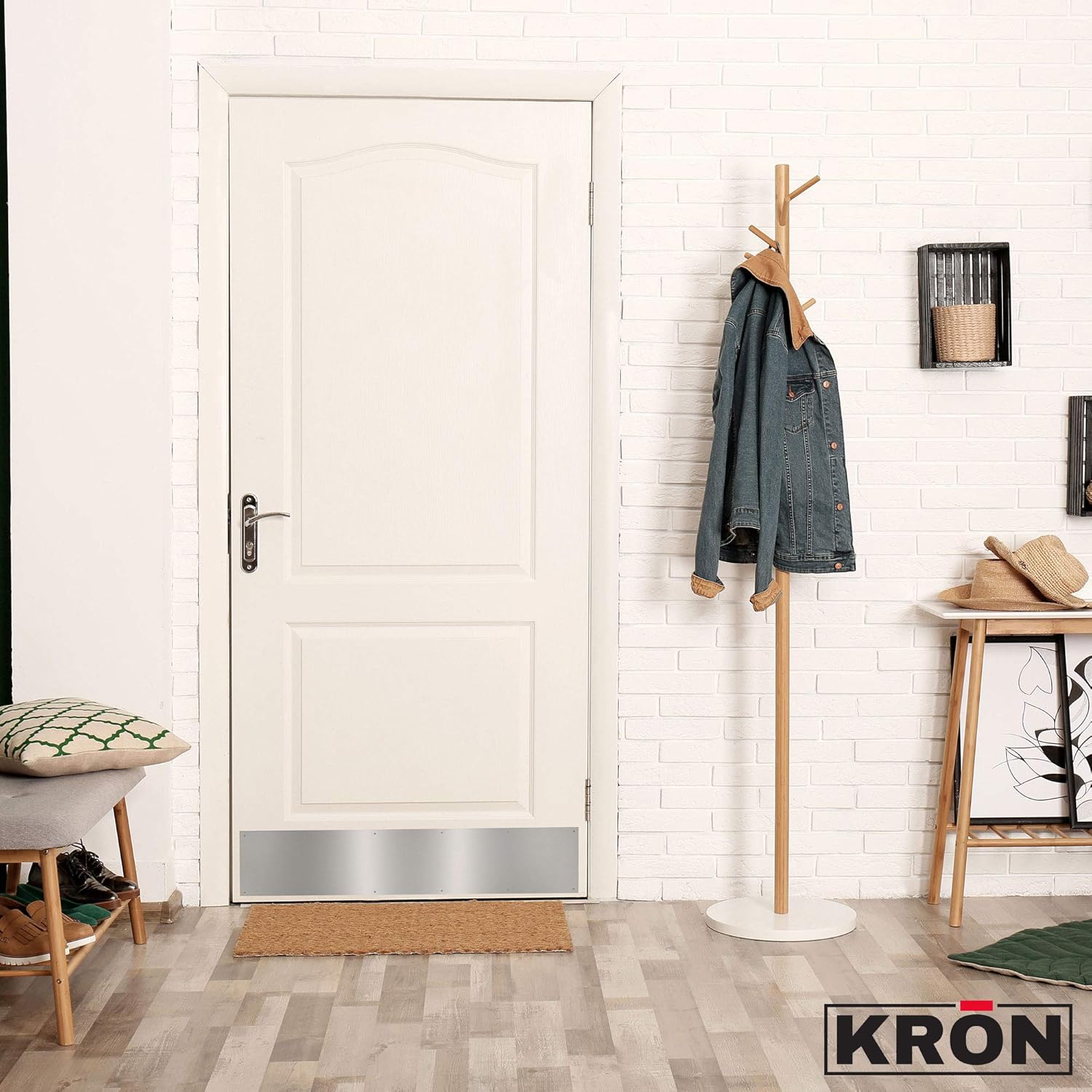 Door Kick Plate - Clear Anodized Aluminum Door Kick Plate 8 X 34 - Aluminum Plate for Wood or Metal Door - Door Plate Interior or Exterior Front Door or Back Door - and adds Scratch Protection