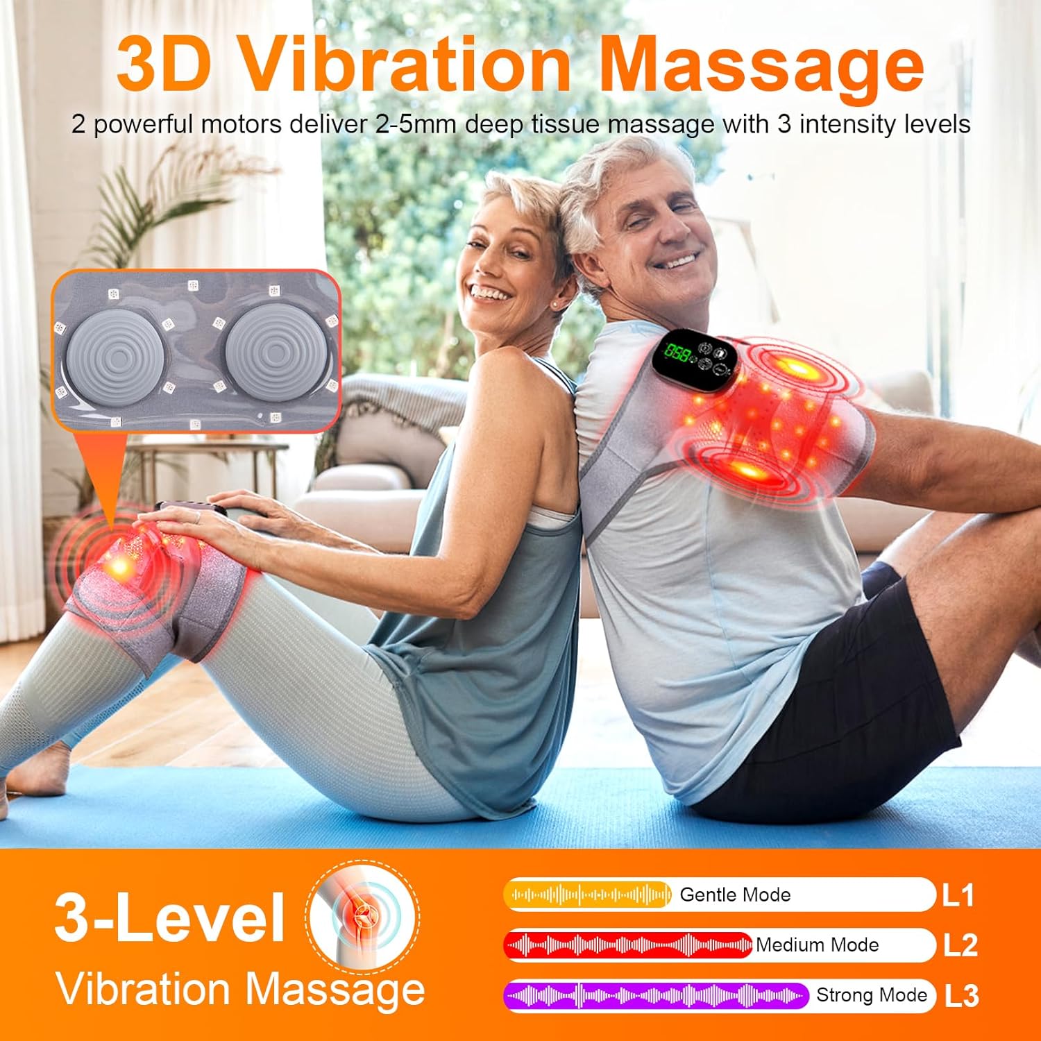Knee Massager with Heat and Red Light Therapy and Vibration, 660nm & 850nm Infrared Red Light Therapy for Pain Relief, 5000mAh Protable Rechargeable Heated Brace for Knee,... 6 Knee Massager with Heat and Red Light Therapy and Vibration, 660nm & 850nm Infrared Red Light Therapy for Pain Relief, 5000mAh Protable Rechargeable Heated Brace for Knee,... - Image 4