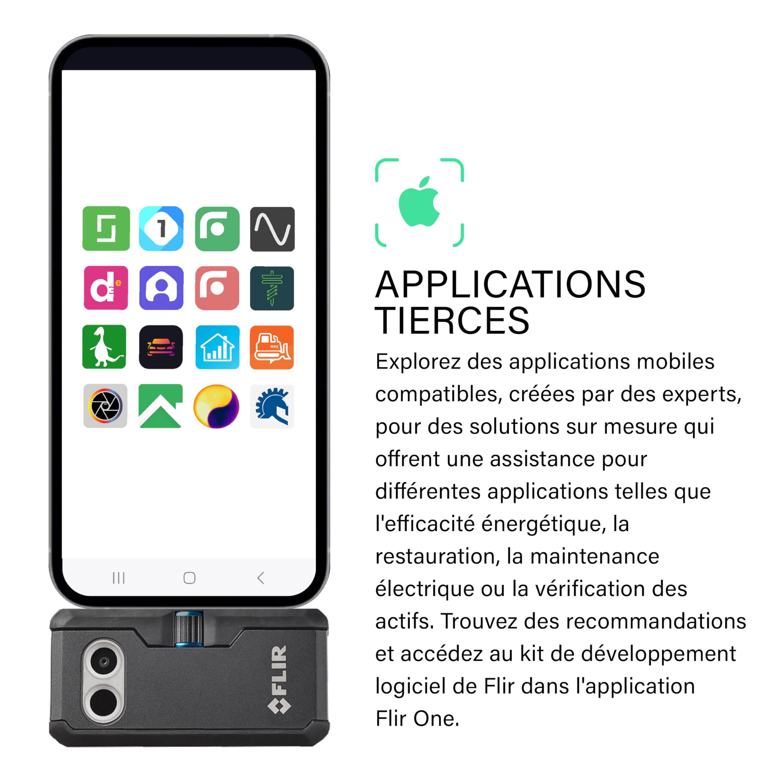 FLIR ONE Pro - Caméra thermique pour smartphones iOS (iPhone 15 et plus récent avec USB-C), super résolution 320 x 240 (IR natif 160 x 120)