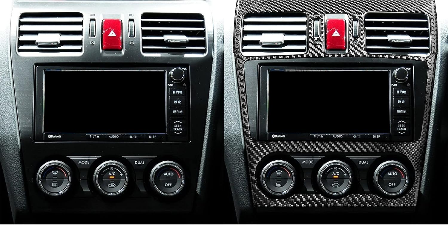 Real Carbon Fiber Auto Interior Accessories Sticker Compatible with Subaru Impreza 2012-2014/Subaru XV Crosstrek 2013 2014 Car Center air Vent A/C Control Climate Adjustment Decoration Frame Black
