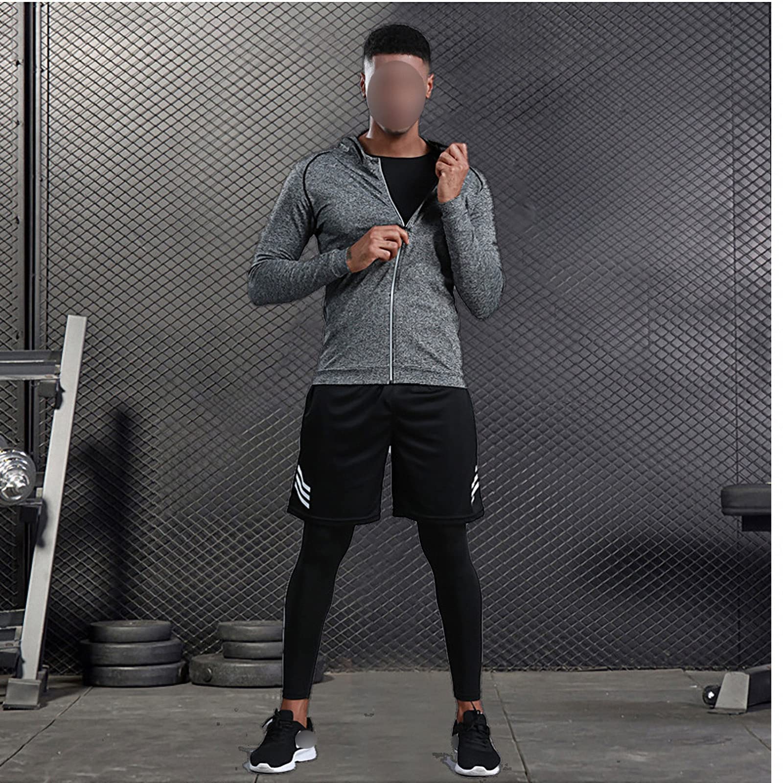 7-częściowy męski zestaw odzieży fitness, szybkoschnące legginsy na siłownię, outdoorowa warstwa bazowa odzież sportowa, styl 1, 3XL