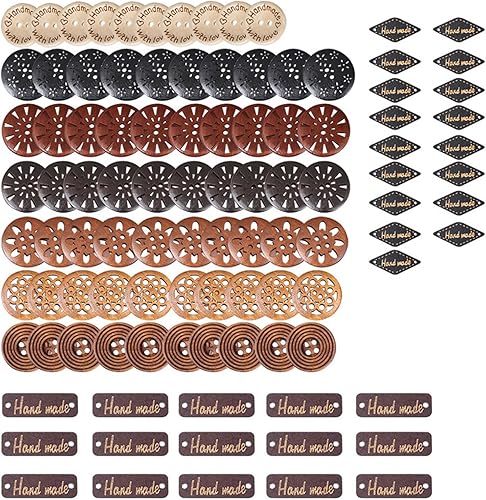 Botones de madera, botones de costura vintage, botones redondos decorativos con caja de almacenamiento, suministros de manualidades para ropa