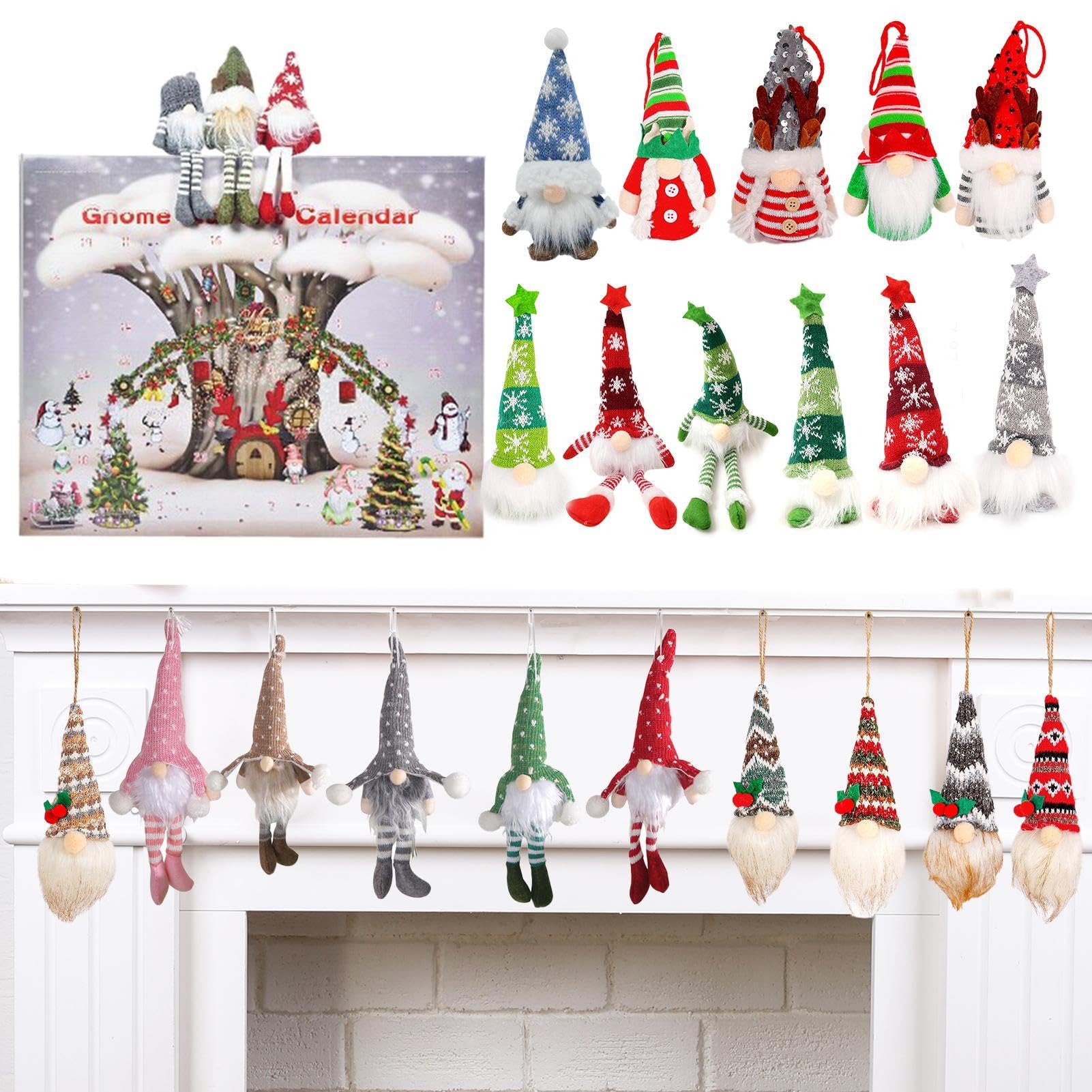 Calendario Dell'Avvento 2024 Con Gnomi Natalizi - 24 Giorni - Decorazione Per Natale - Foto 2