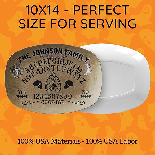 Miniatura 6 de Ouija Board Spirit Board Planchette Personalized Platter, Sun Moon Skull Bats Evil Eye Halloween Platter For Serving Food, Halloween Party Platter