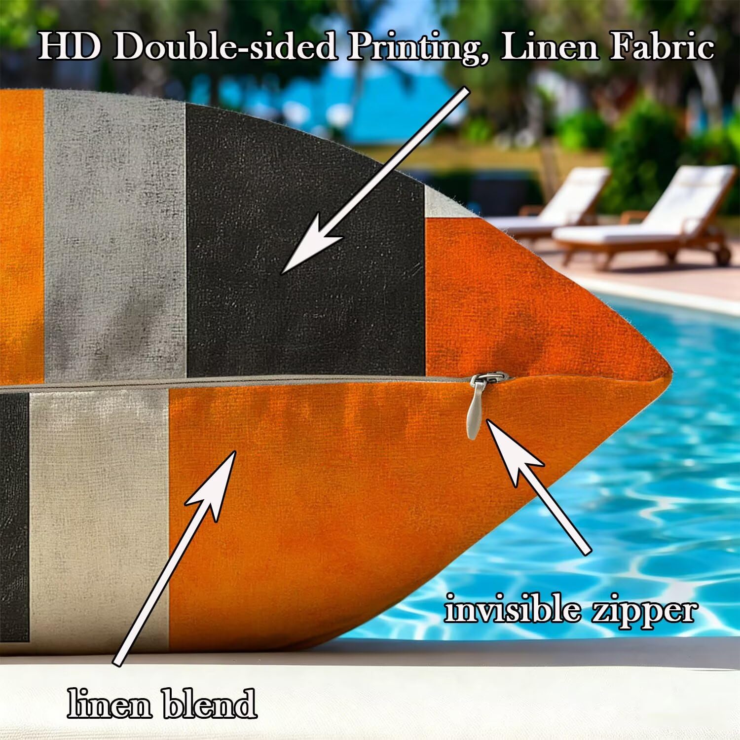 Kissenbezug 65x65cm Outdoor Kissen 2er Set Abstrakt orange Farbe Samt