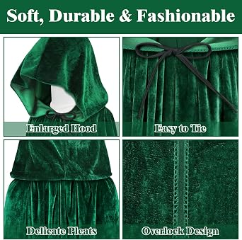 Sarfel Hooded Cloak Velvet Cape with Hood Halloween Capes Women Witch Costume Vampire Cloak Wizard Robe Men Cosplay Costume