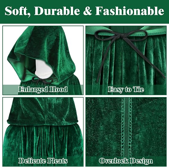 Sarfel Hooded Cloak Velvet Cape with Hood Halloween Capes Women Witch Costume Vampire Cloak Wizard Robe Men Cosplay Costume