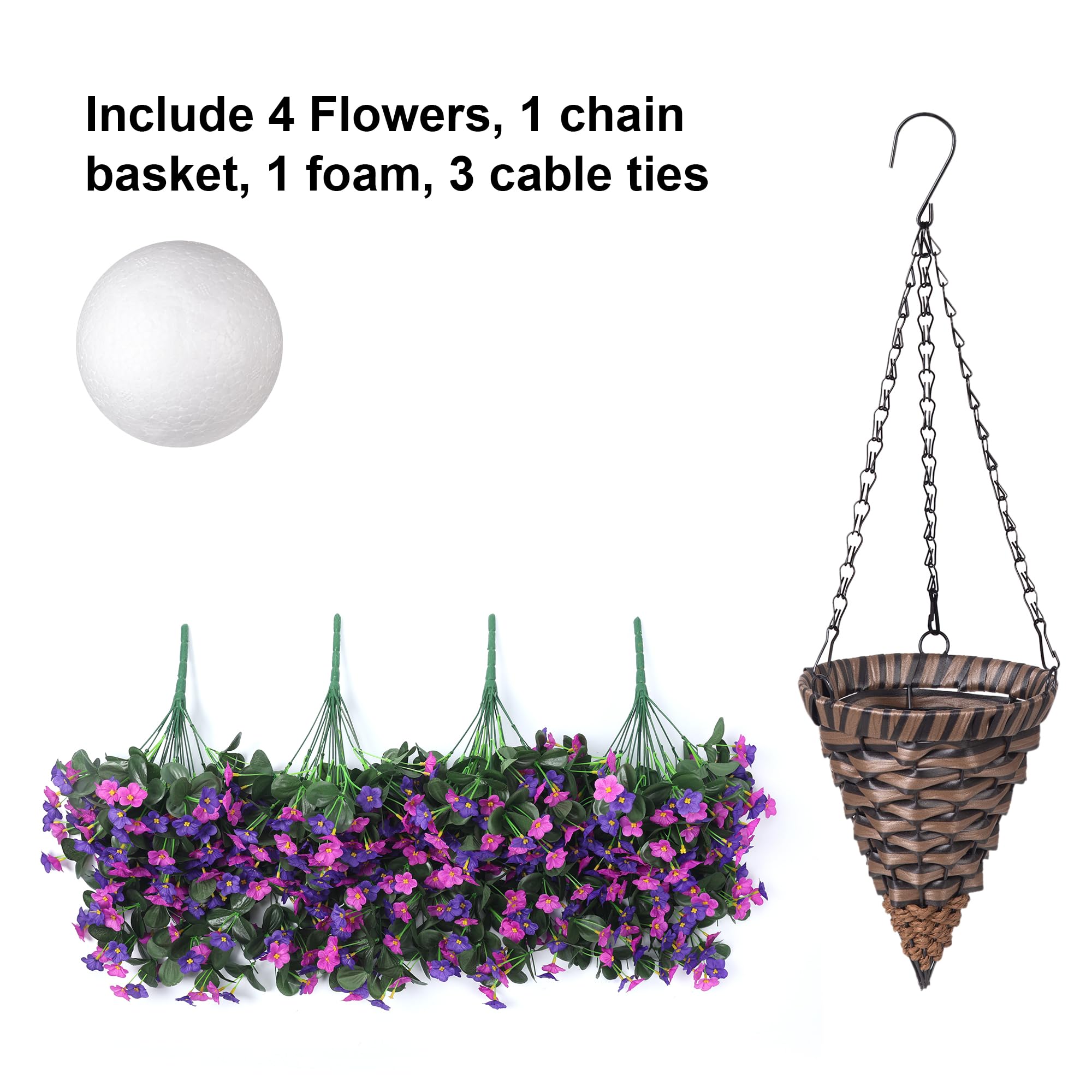 Colgante De Pared Con Orquídeas Violetas Artificiales De Seda En Cesta De Ratán - Decoración Para Hogar
