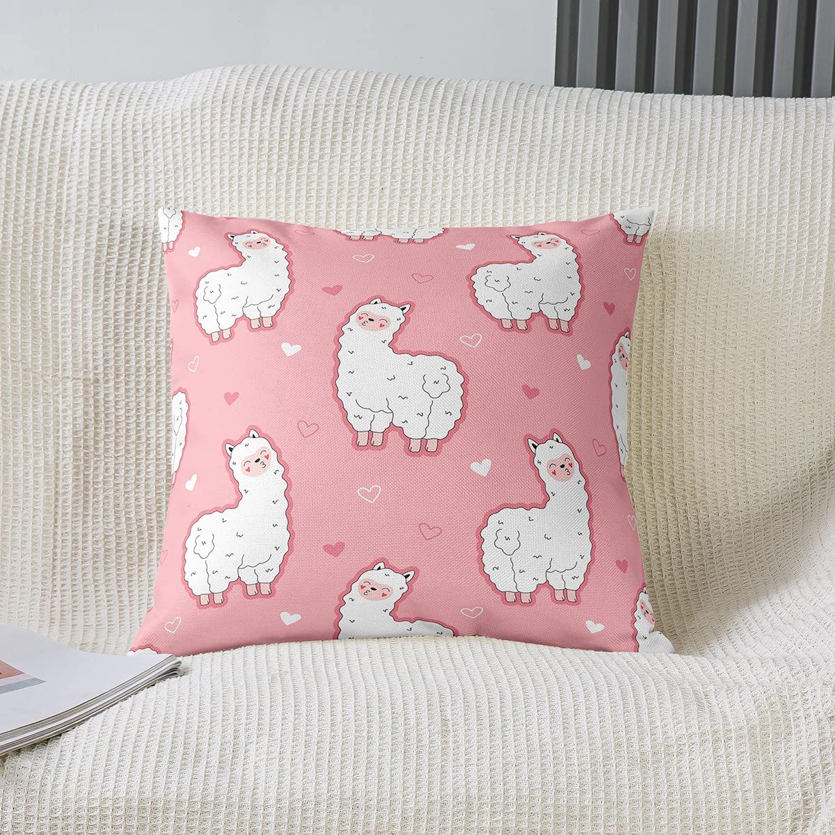 Llma Alpaca - Set di 2 federe per cuscino per soggiorno, 45 x 45 cm