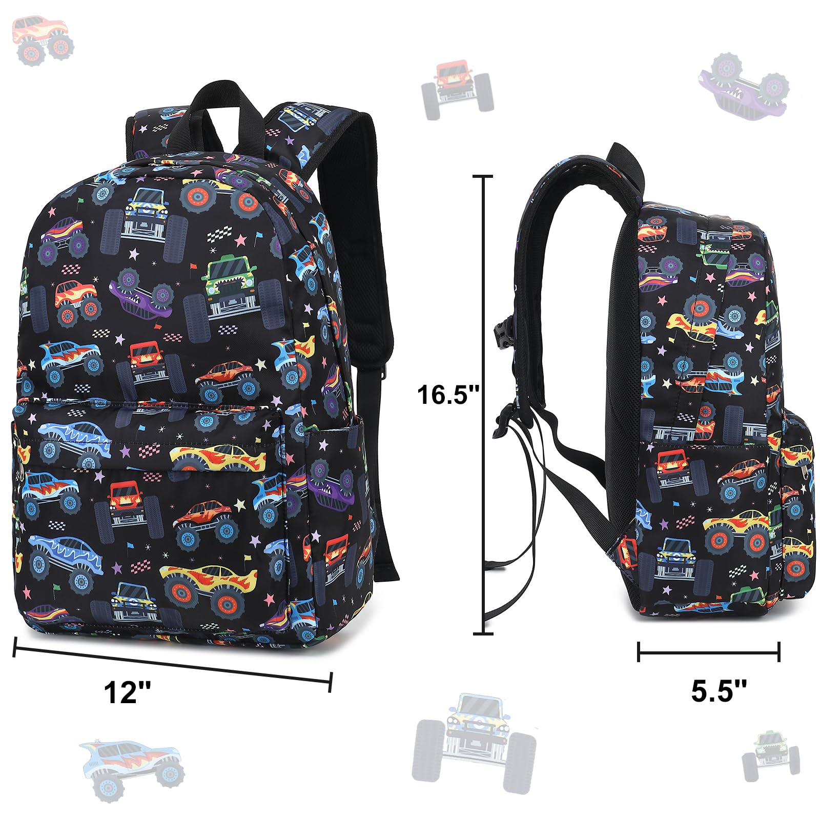 CAMTOP Preschool Backpack for Kids Boys Toddler Backpack Kindergarten School Bookbags for Age 3-8 (Monster Truck)