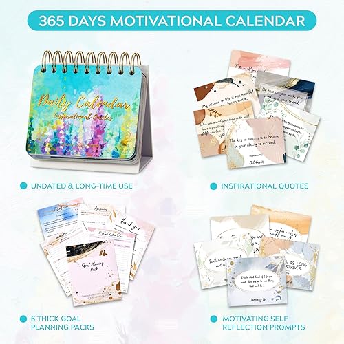 Miniatura 3 de Calendario motivacional  Calendario inspirador de pie, citas inspiradoras, 4.8 x 5.5 pulgadas, calendario perpetuo de escritorio, accesorios de