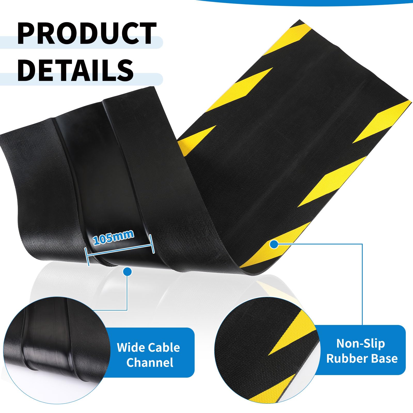 SWAWIS Canalina Passacavi Calpestabile in Gomma 100 x 30 cm Specifica per Esterno Passacavi Pavimento in Nylon e Gomma Canalina Veloce, Semplice e Riposizionabile