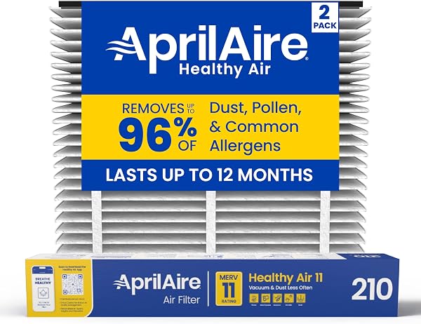 AprilAire 210 Replacement Filter for AprilAire Whole House Air Purifiers - MERV 11, Clean Air & Dust, 20x25x4 Air Filter (Pack of 2) - 1