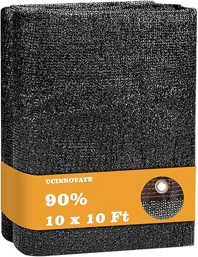 UCINNOVATE Persiana de malla con bloqueador solar de 10 x 10 pies, 90% tela de tela para plantas con ojales, tela duradera resistente a los rayos UV