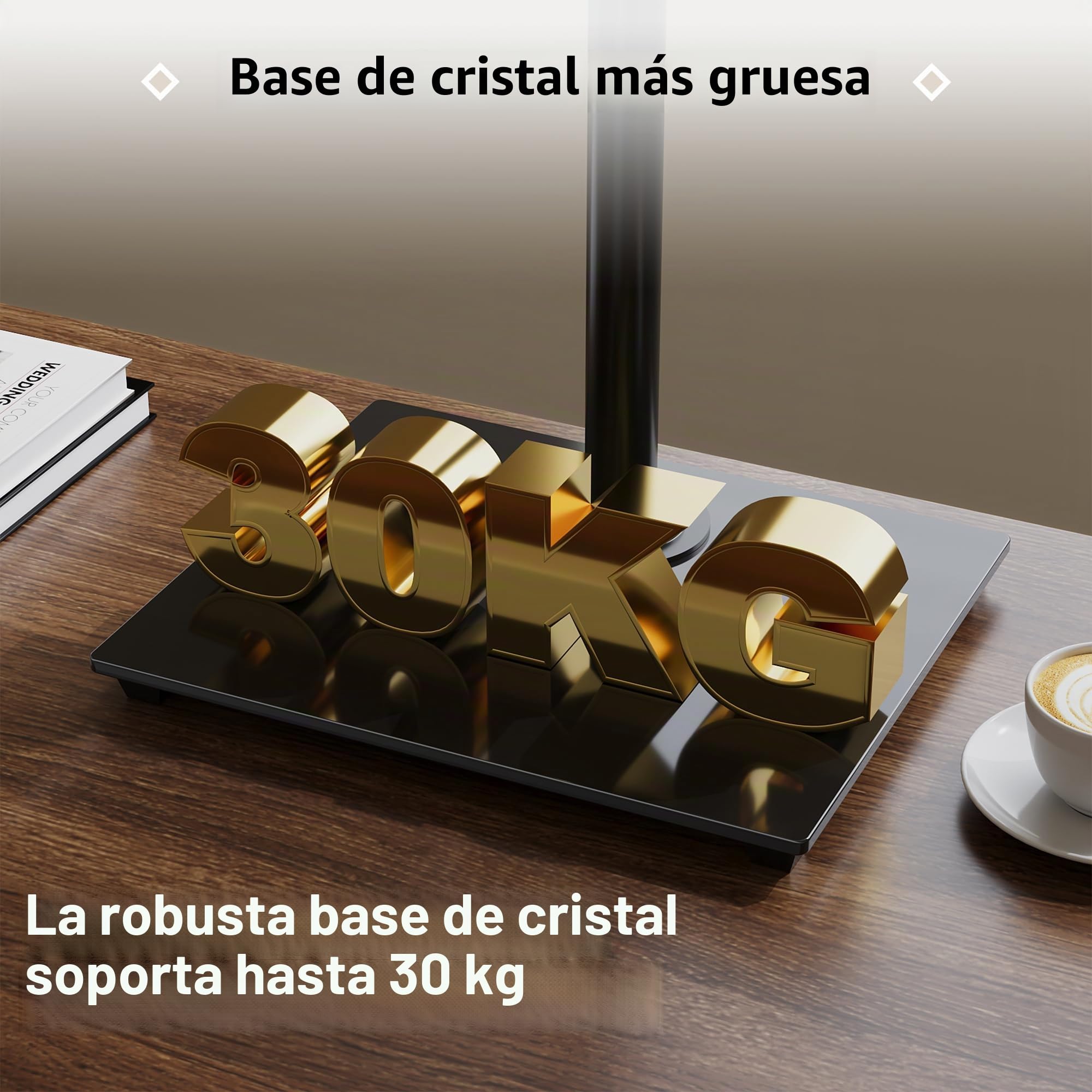 BONTEC Soporte Monitor de Brazo Único para Pantalla de 13-32 ”, Soporte Monitor Escritorio con Giro e Inclinación, Altura Ajustable, hasta10 kg, VESA 75/100 mm, Base de Vidrio Templado, para Oficina