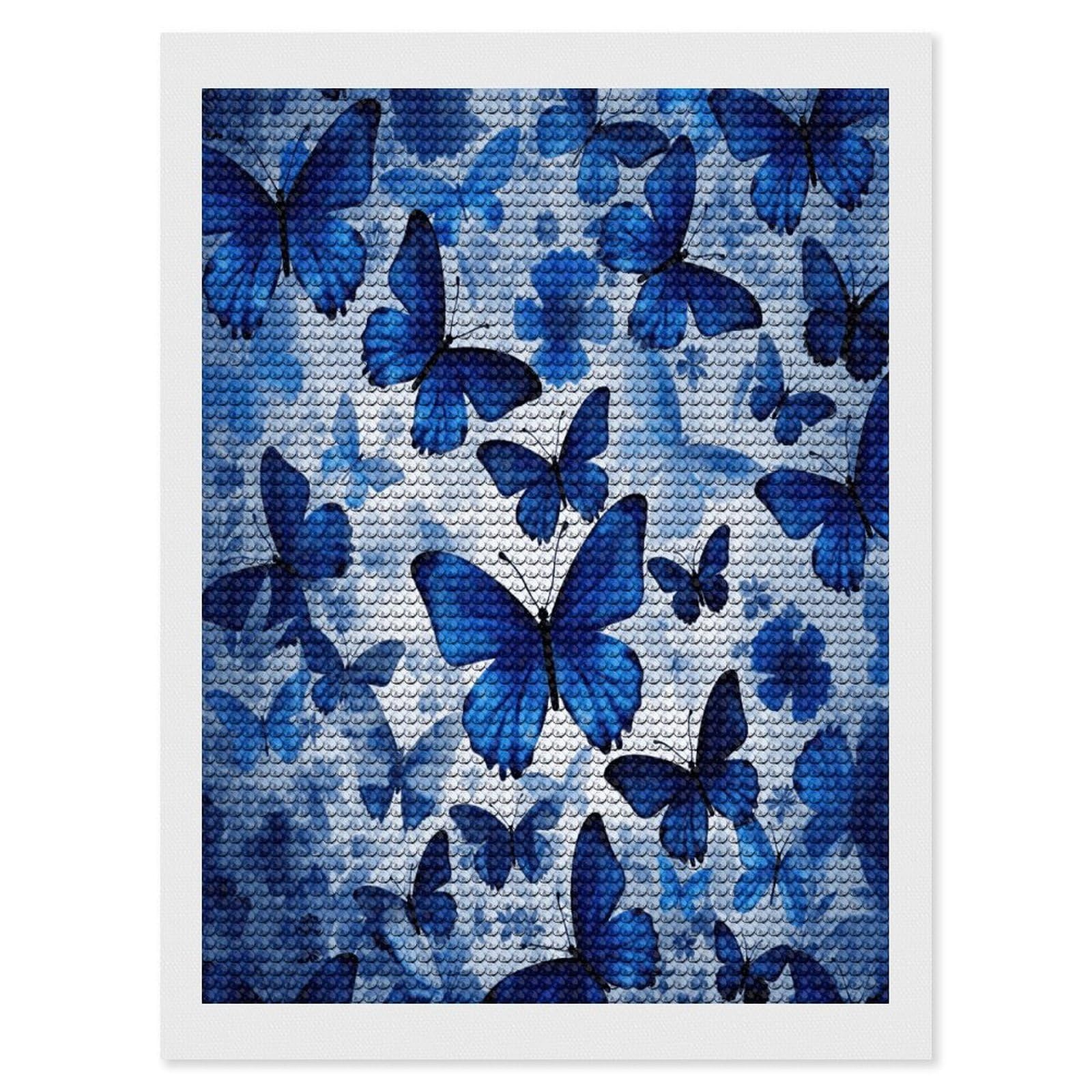FekiLoot Diamond Art Kits for Adults, DIY 5D Blue Butterflies Diamond Painting Kits for Beginners, Full Round Drill Diamond Dots Painting Gem Art Crafts for Home Wall Decor & Gift 12"x16"