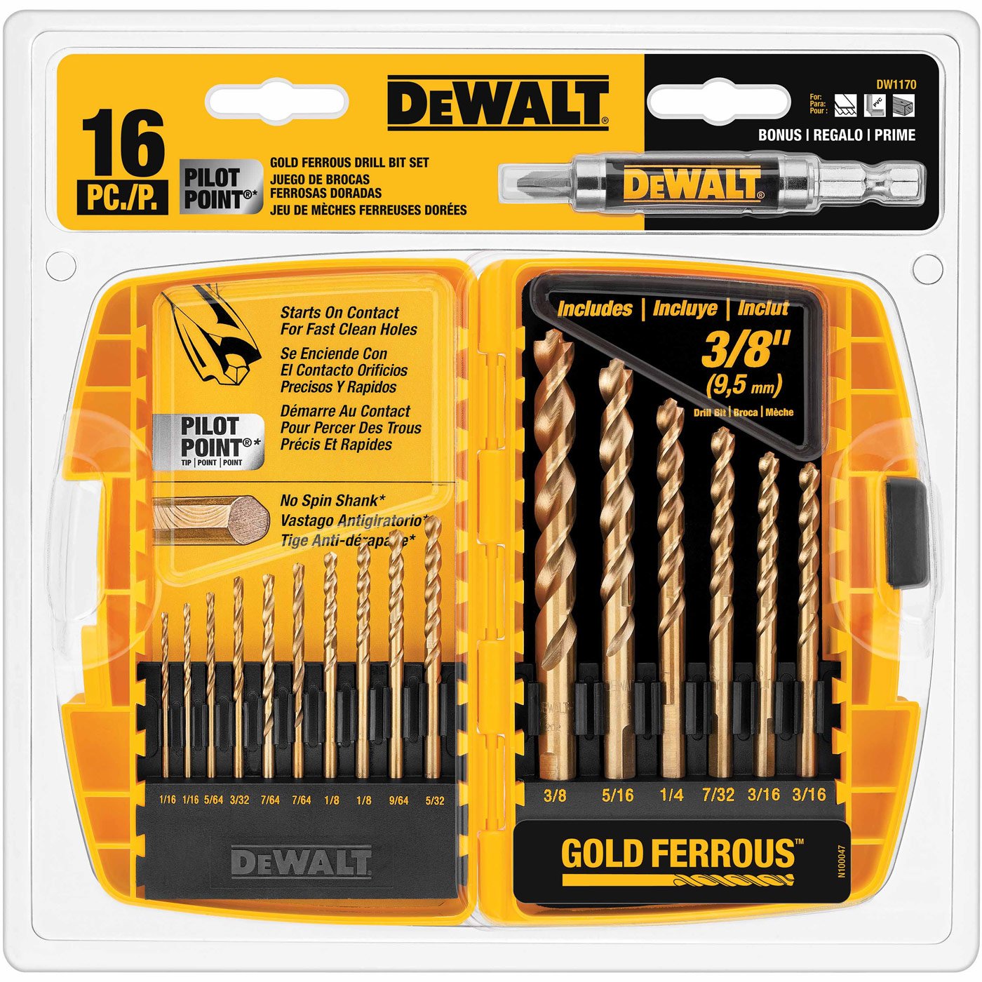 DEWALT 16 Pc. Pilot Point Drill Bit Set (DW1170 Z)