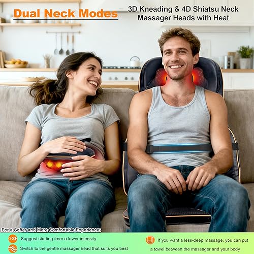 Miniatura 2 de Bz&Rl Masajeador Shiatsu de Cuello y Espalda con Calor - Cojín de Masaje Reclinable Ajustable, Masaje de Tejido Profundo para Reducir la Fatiga