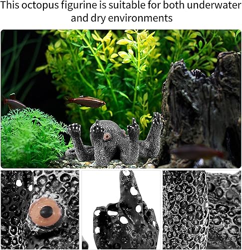 Miniatura 9 de Decoración de pulpo para acuario, vida marina artificial azul, dedos brillantes que mejoran el atractivo visual, adecuado para varias peceras