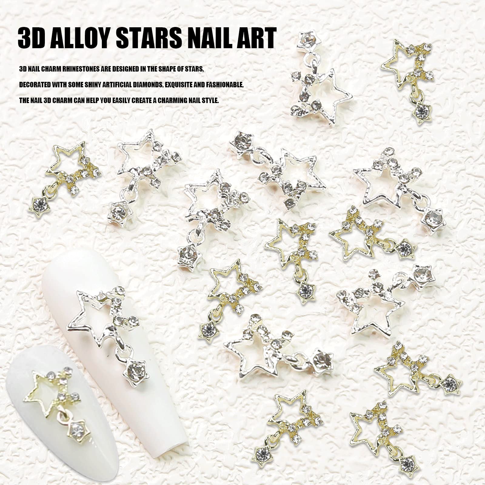 Amazon | ネイルパーツ メタルパーツ 20個セット 五芒星型 立体 3D