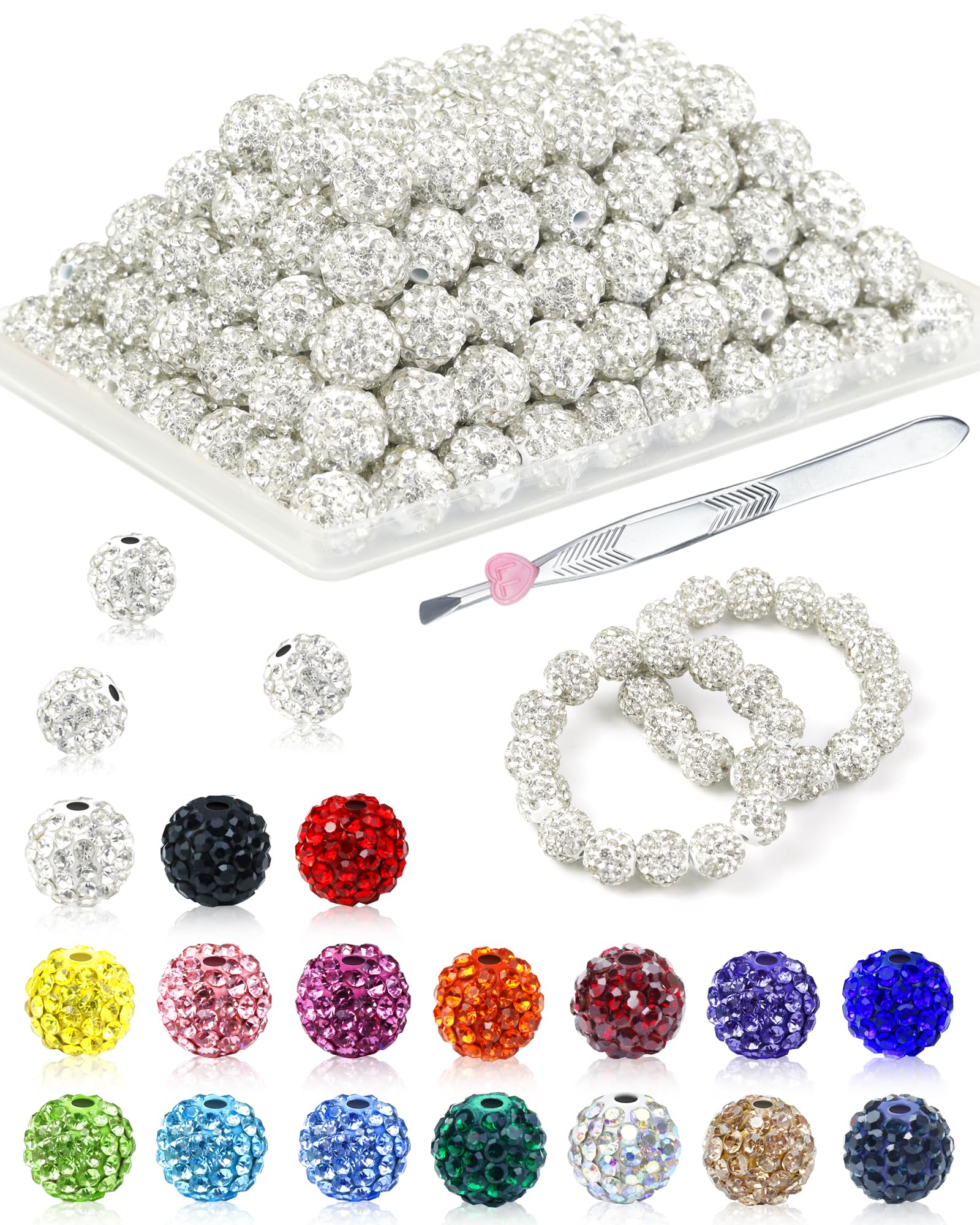 Photo 1 of 120PCS FIVEIZERO Rhinestone Beads for Jewelry Making, 10mm Crystal White Shiny Round Sparkle Crystal Clay Bead Bulk Sparkly Baseball Necklace Beads for Bracelets and DIY Crafts1082112642
LPNPMGN2347786