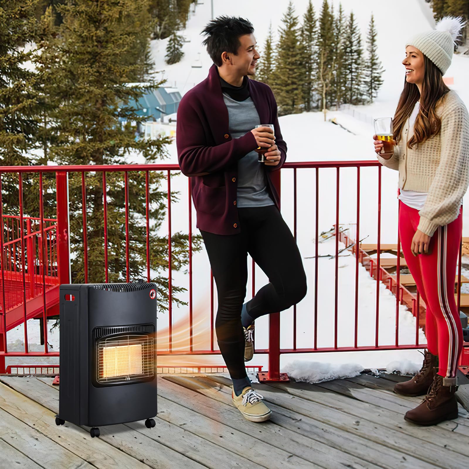 Poêle à gaz 4,2 kW Réchaud à gaz Pliable avec régulateur de pression & tuyau, incl. protection contre la surchauffe et protection anti-basculement, ODS, allumeur piézo, consommation de gaz 305