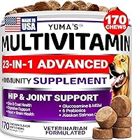 Vista 1 de Vitaminas y suplementos para perros – 170 golosinas – Multivitamínico masticable con glucosamina – Multivitamínico para perros mayores y cachorros