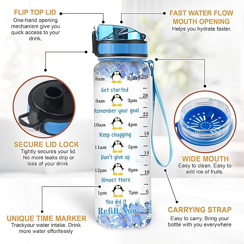 Vista 90 de Hyturtle Botella de agua motivacional personalizada con texto en inglés "I Know I Hunt Like A Girl" de 32 onzas, nombre personalizado con marcador