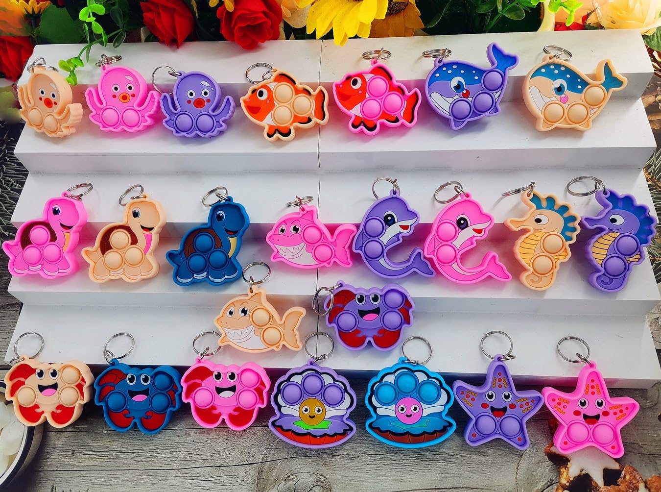 24 Packs Bulk Mini 10 designs Ocean Animal Classroom Students Prizes from Teacher,Sea Creature Birthday Party Favors Baby teething fidgets