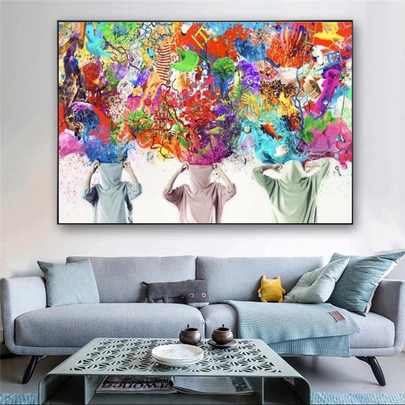 Amazon｜抽象的な水彩画グラフィティアートキャンバス絵画ポスターと