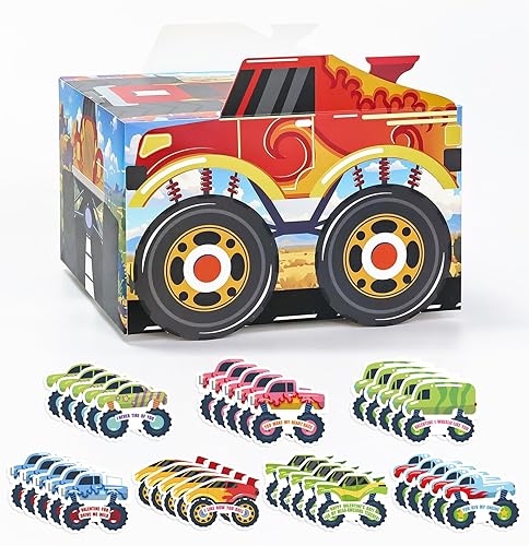 SietDESEO Valentines Card Box for Kids Truck Valentines Day Cards