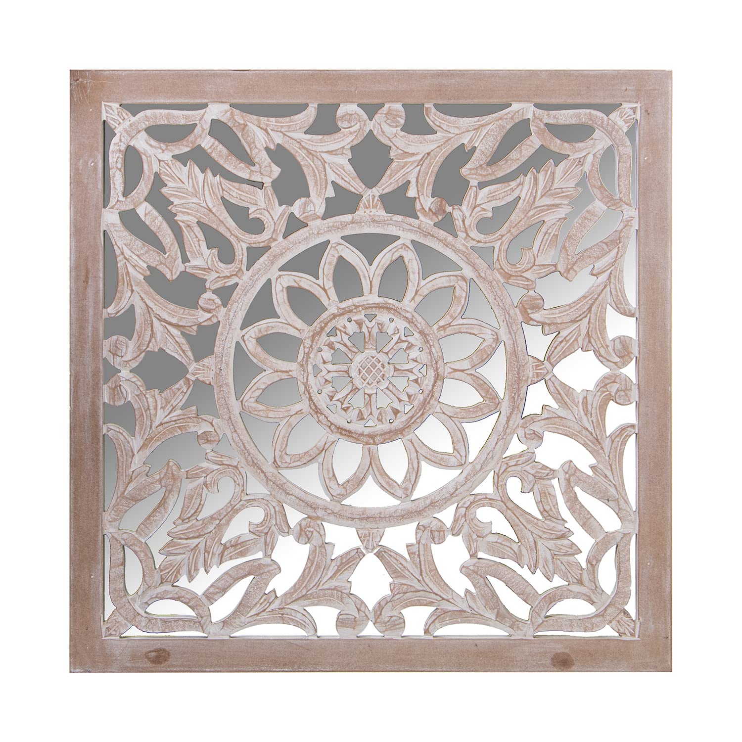 Miroir naturel 60x60 cm en bois MDF ajouré : rtable carrée DRW élégante