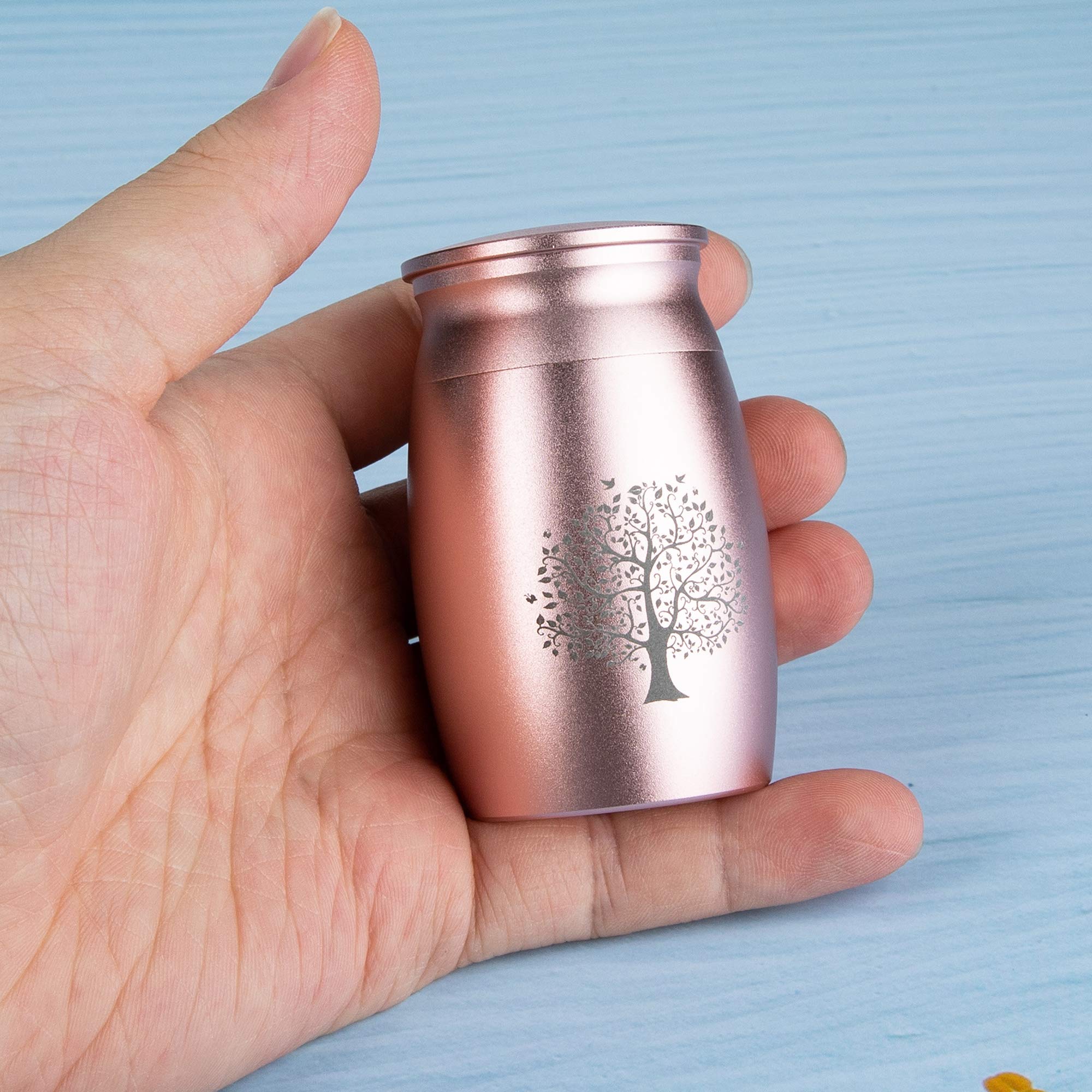 Mini Urna Per Ceneri Umane - Albero Della Vita - Piccola Urna Funeraria In Acciaio Inox Con Tappo A Vite - Altezza 7 Cm - UrnAurn - 6