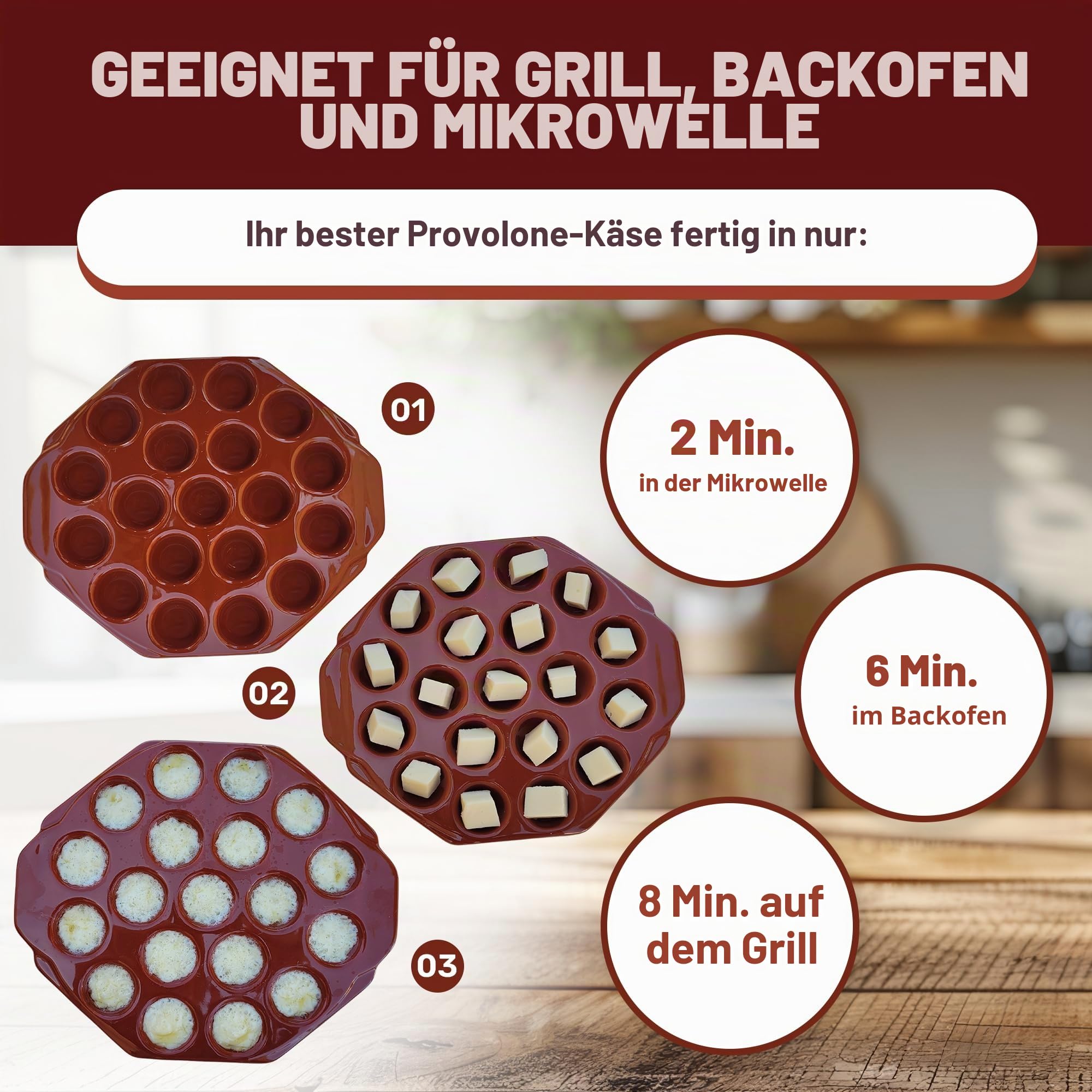 Provolonera Provolera Schmelzkäse aus Terrakotta, 19 Mulden, Grill, Mikrowelle, Käse und Schnecken. Zum Grillen, BBQ, zum Essen oder Abendessen. Provoleta Provolera