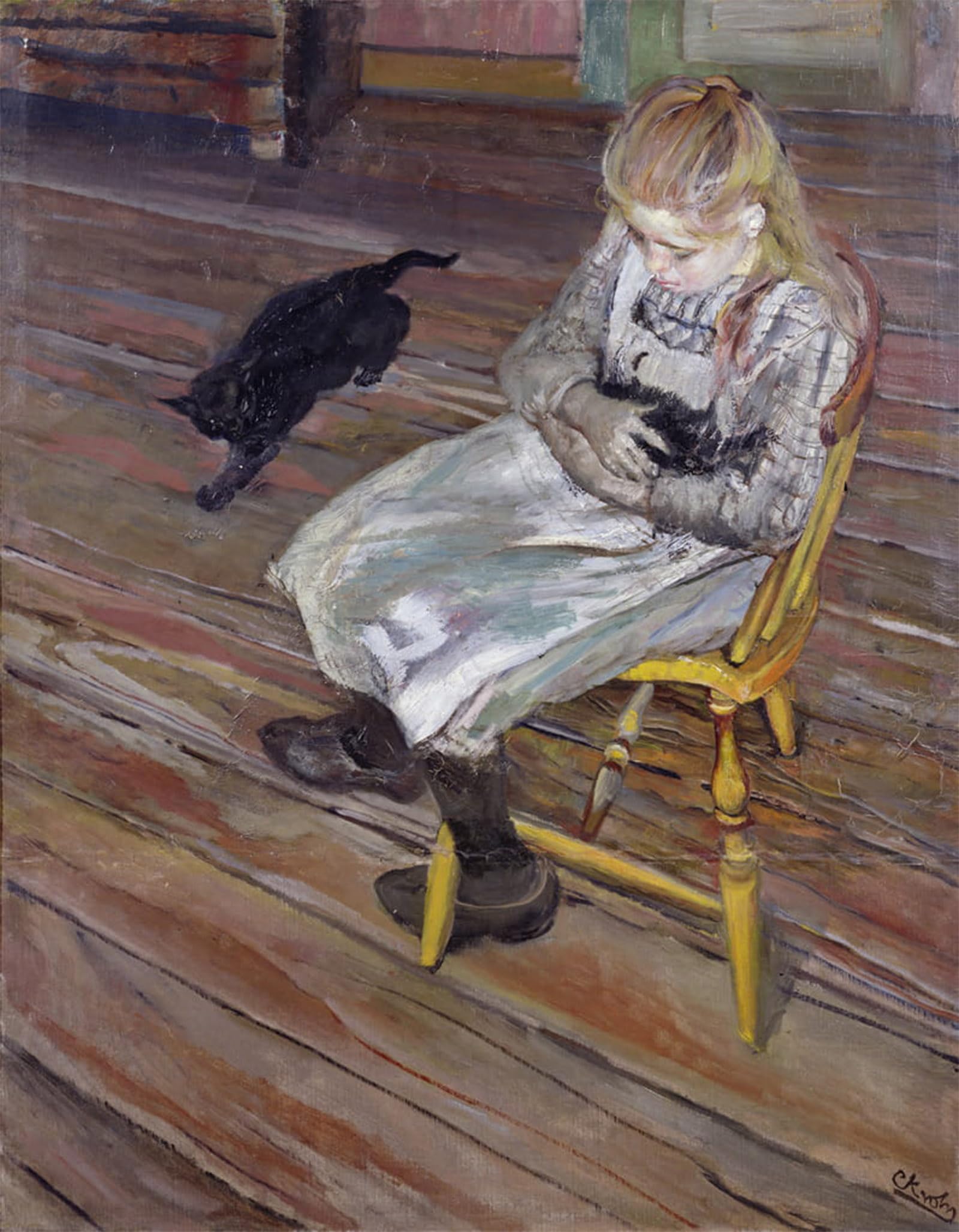 HRJUBWREE Vintage Poster Photo Wall Print Mural Artwork the Girl with the Cats by Christian Krohg Art Prints Painting for Home Decor 60x90cm