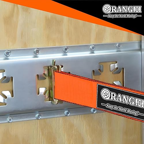 Miniatura 4 de ORANGEE Paquete de 4 correas de trinquete E Track de 4500 libras de resistencia a la rotura para contenedores, furgonetas de carga, carga de