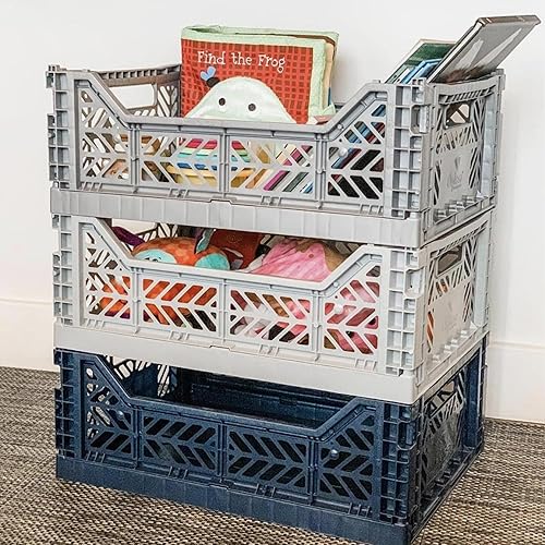 Miniatura 5 de AYKASA Contenedores de almacenamiento plegables, caja de plástico para almacenamiento, caja plegable, caja apilable de utilidad, caja de