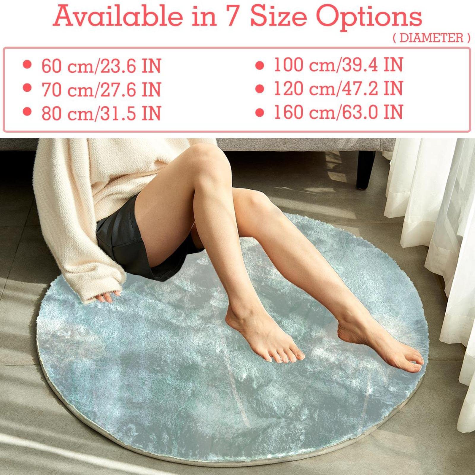 Arthouse Tapis rond doux lavable Motif pissenlit Bleu canard