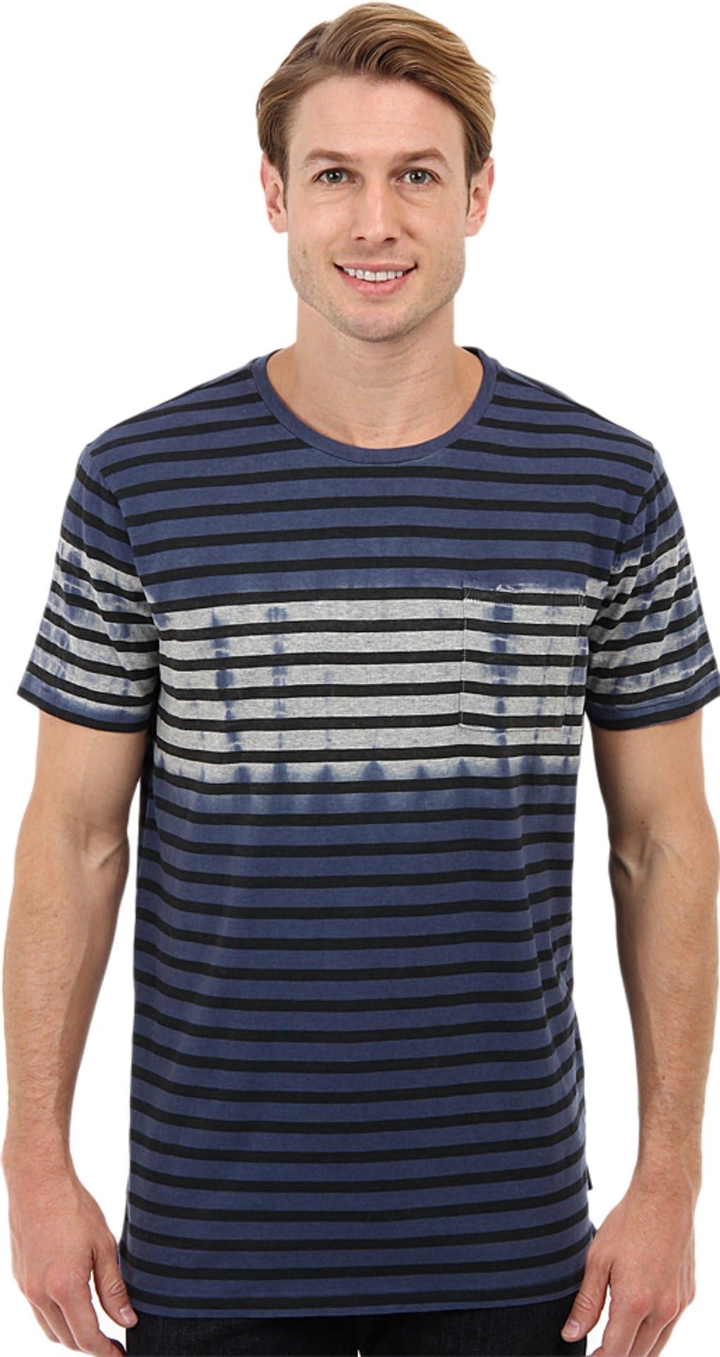 Men's Short Sleeve Tie Dye Stripe Crew Neck Knit