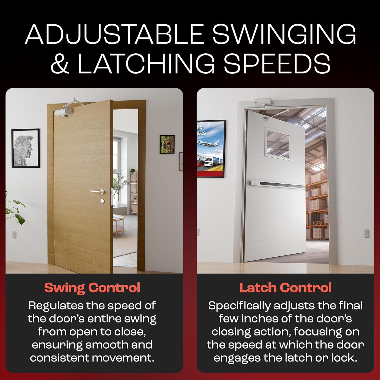 PrimeWare DC-300 Automatic Adjustable Door Closers for Home | Soft Close, No Slam | Residential and Commercial Door Closer | Level 3 | for Doors Weighing 90-140 lbs | Hydraulic Door Spring - White