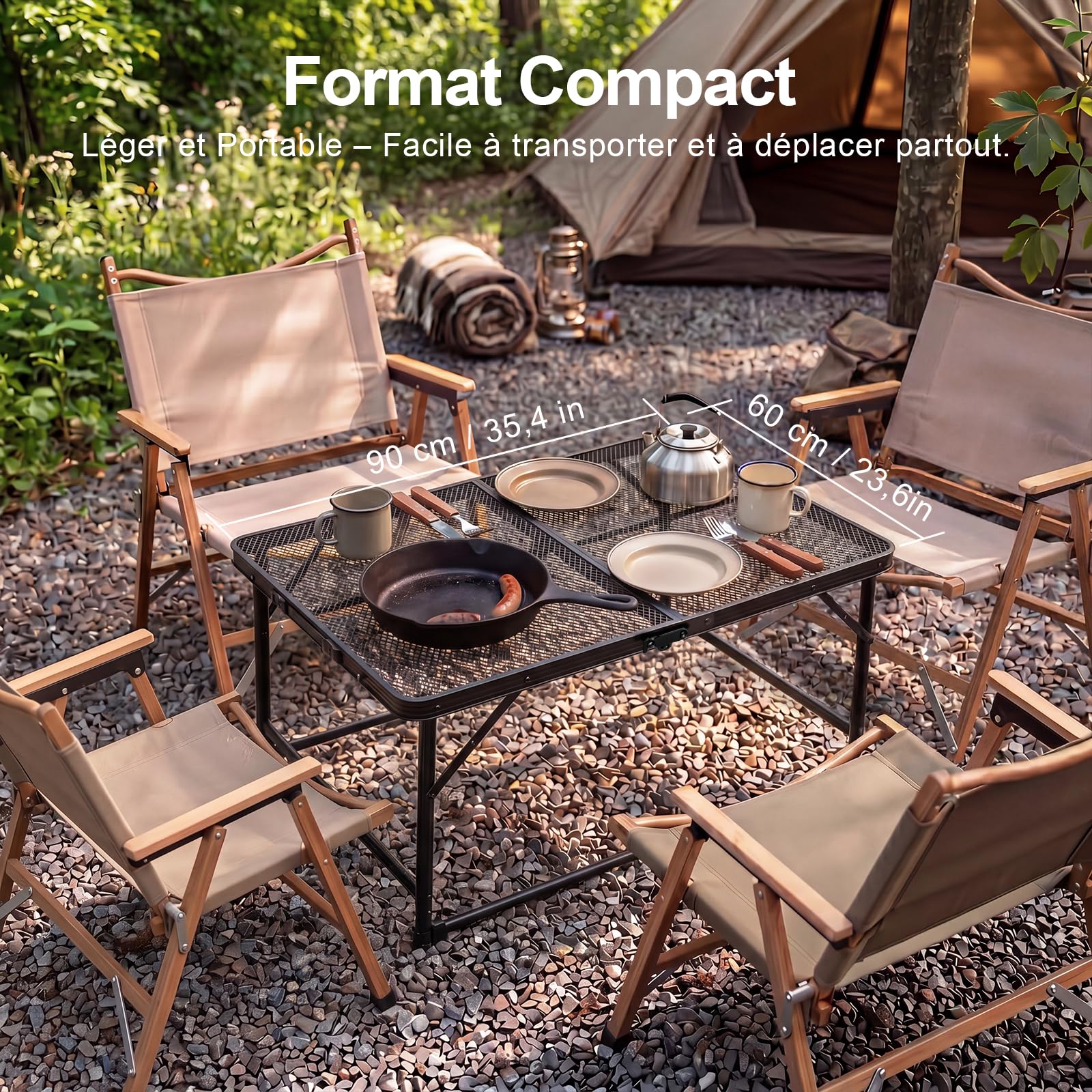 Table Pliante Extérieur 90x60 cm, Table pour Plancha Extérieur et Barbecue Pliable en Métal, Table Camping Légère 3,6 kg, Hauteur Réglable 40,5/65 cm, Charge 45 kg, pour Jardin Terrasse Camping