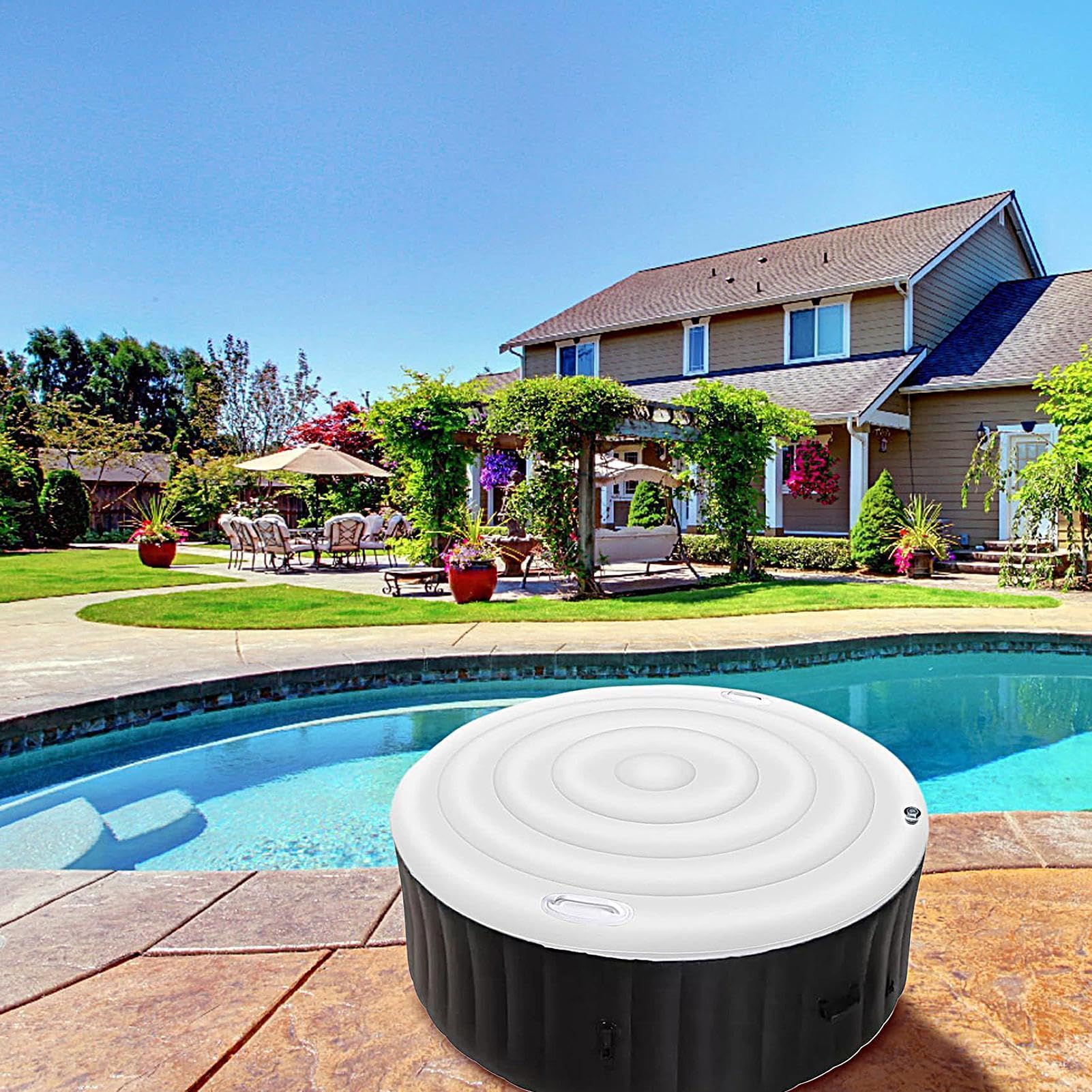 Cubierta para Bañera Hidromasaje plegable hinchable con protección UV | Cubierta de repuesto para hidromasaje de exterior contra lluvia sol polvo nieve exterior hogar hotel