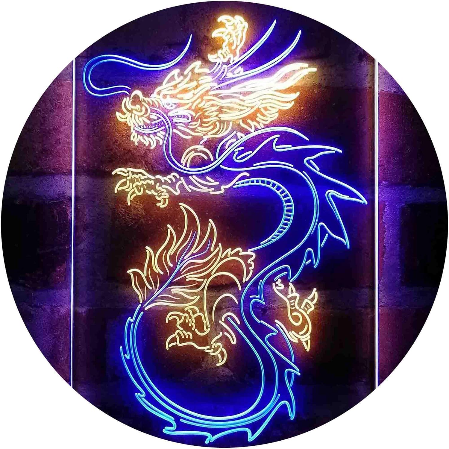 ADVPRO Flying Dragon Tattoo Art Display Dual Color LED Neon Sign Blue & Yellow 16 x 24 Inches st6s46-i4062-by