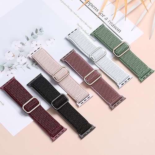 Miniatura 8 de Lerobo 6 Pack de Correas Trenzadas Compatibles con Apple Watch de 1.73, 1.77, 1.65, 1.93, 1.81, 1.61, 1.57 y 1.49 Pulgadas, Correas Deportivas