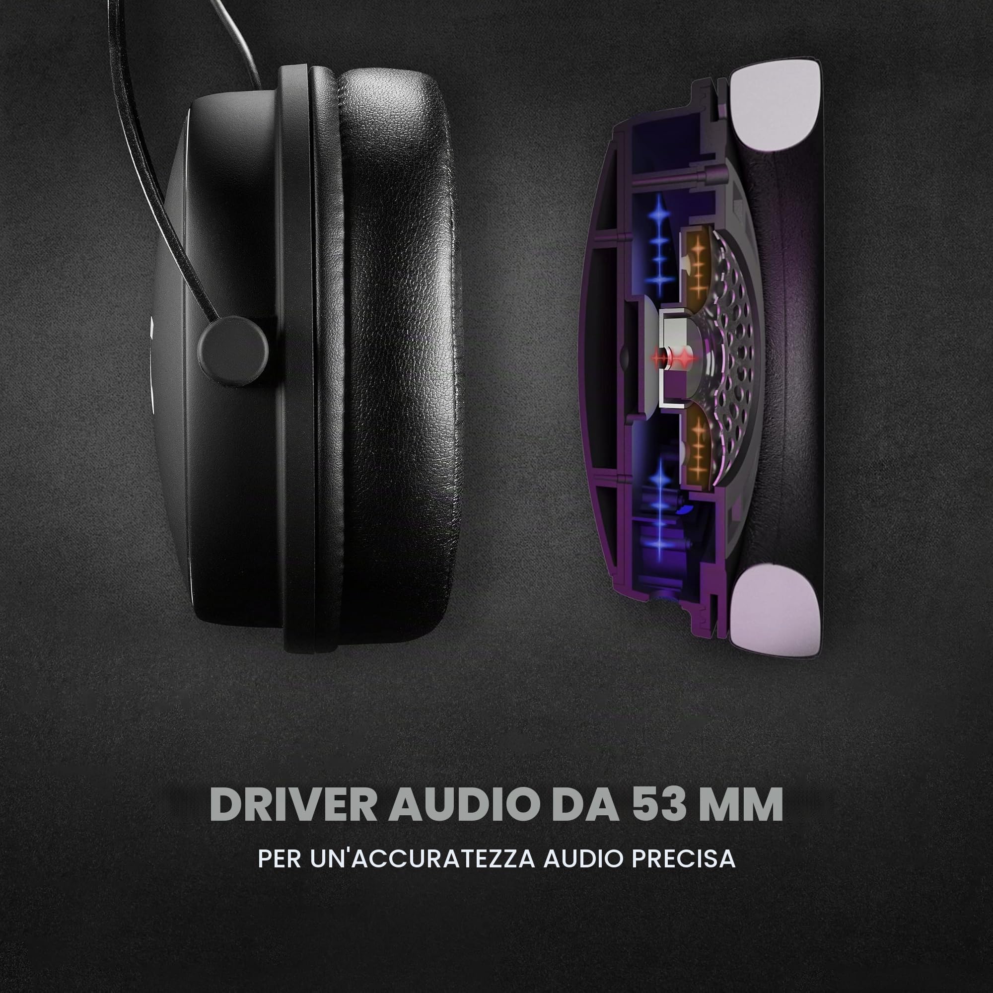 Fnatic REACT - Cuffie da gioco per Esports con driver da 53mm, struttura in metallo, suono stereo preciso, microfono staccabile, Jack da 3.5mm (PC, PS4, PS5, XBOX ONE, XBOX SERIES X, playstation 4)