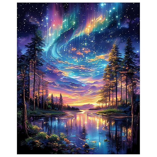 Starry Aurora Lake Puzzles for Adults 1000 Pieces,Interlocking No Dust