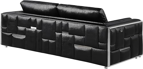 Miniatura 38 de Blackjack Furniture Catania - Moderno juego de sofá de cuero italiano de grano superior para sala de estar con marco de madera dura seca al horno y