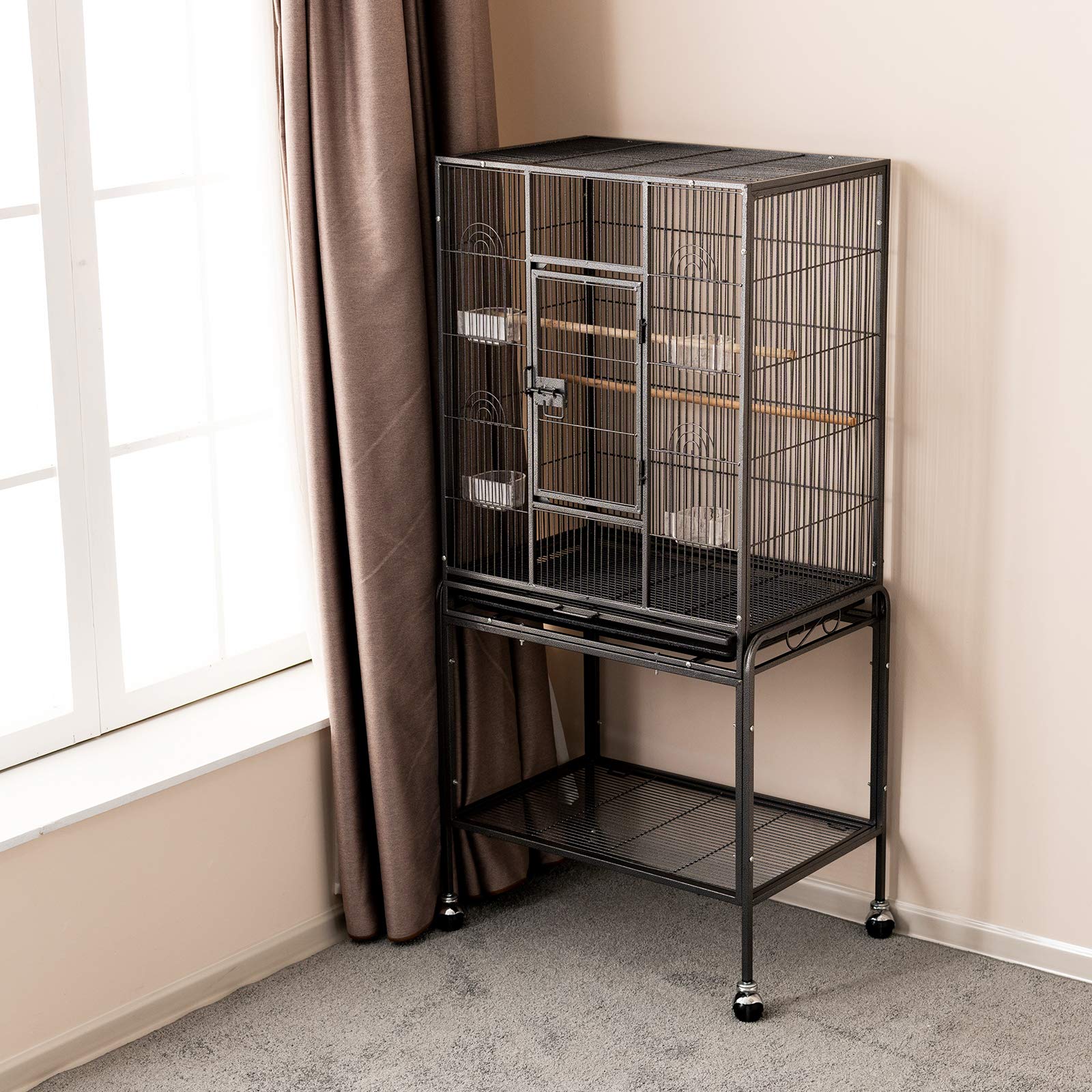SUNCOO 53 in Large Flight Cage with Detachable Stand,Wrought Iron Heavy